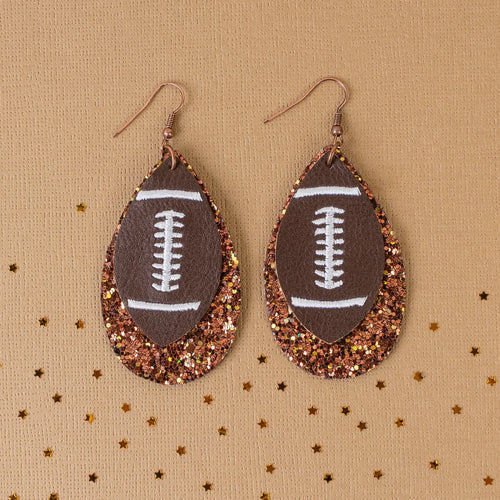 Glitter football earrings