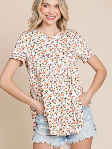Ivory Floral Babydoll Top