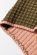 Load image into Gallery viewer, Orange Color Block Waffle Knit Drawstring Mock Neck Sweater