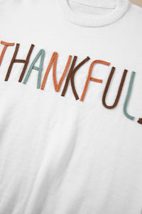 White Thankful Ivory Embroidered Sweater