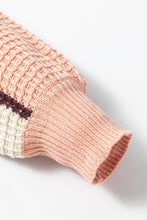 Load image into Gallery viewer, Orange Color Block Waffle Knit Drawstring Mock Neck Sweater