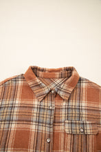 Load image into Gallery viewer, Brown Plaid Print Flap Pocket Buttoned Plus Size Shacket