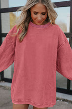 Load image into Gallery viewer, Strawberry Pink Ribbed Corduroy Oversized Sweatshirt