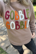 Load image into Gallery viewer, Dark Khaki GOBBLE Letter Graphic Thanksgiving Shift Sweatshirt