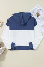 Load image into Gallery viewer, Light Pink Corded Colorblock Patch Pocket Drawstring Hooded Top