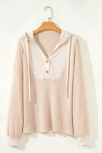 Load image into Gallery viewer, Oatmeal Waffle Patchwork Drop Shoulder Hooded Long Sleeve Top