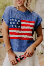 Load image into Gallery viewer, Fiery Red Flag Graphic Short Sleeve Sweater Top
