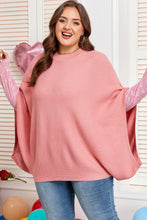 Load image into Gallery viewer, Light Pink Ribbed Knit Half Sleeve Plus Size Poncho Style Sweater