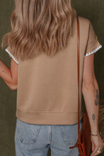 Load image into Gallery viewer, Straw Yellow Ric Rac Color Contrast Ribbed Edge Crewneck T Shirt