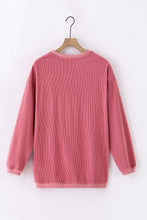 Load image into Gallery viewer, Strawberry Pink Ribbed Corduroy Oversized Sweatshirt