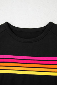 Beau Blue Striped Patch Front Casual Tee