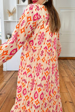 Load image into Gallery viewer, Orange Western Abstract Geometric Printed Maxi Dress