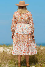 Load image into Gallery viewer, Khaki Plus Size Floral Tiered Ruffle Maxi Dress