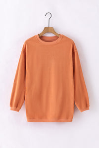 Orange Ribbed Corduroy Oversized Sweatshirt