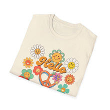 Load image into Gallery viewer, Hello Happiness Floral T-Shirt, Cute Graphic Tee, Unisex Softstyle Shirt, Summer Vibes Apparel, Gift for Friends, Positive Energy Wear