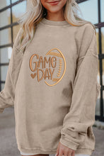 Load image into Gallery viewer, Smoke Gray Twisted Rib Texture game day Rugby Embroidered Baggy Sweatshirt