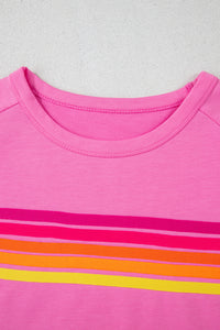 Beau Blue Striped Patch Front Casual Tee