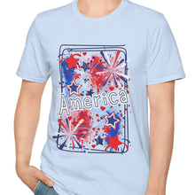 Load image into Gallery viewer, Patriotic Celebration T-Shirt, USA Shirt, Fourth of July Tee, Fireworks Graphic Tee, Summer Casual Wear, American Pride Clothing