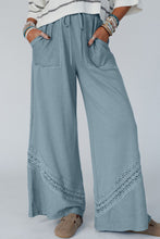 Load image into Gallery viewer, Dusk Blue Lace Crochet Patched Lace-up High Waist Wide Leg Pants