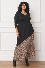 Load image into Gallery viewer, Asymmetrical Leopard Accent Maxi Dress