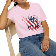 Load image into Gallery viewer, Patriotic 1776 T-Shirt, Celebratory Shirt, Independence Day Tee, 4th of July Apparel, Vintage American Flag Top, Unisex Casual Wear