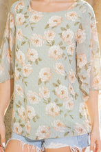 Load image into Gallery viewer, Swiss Dot Floral Print Split Sleeve Blouse