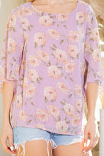 Load image into Gallery viewer, Swiss Dot Floral Print Split Sleeve Blouse