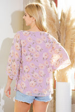 Load image into Gallery viewer, Swiss Dot Floral Print Split Sleeve Blouse