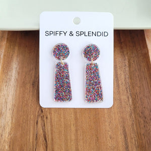 Mia Earrings - Rainbow Glitter