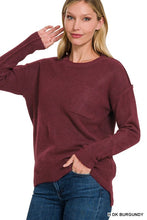 Load image into Gallery viewer, Melange Hi-Low hem Round Neck Sweater