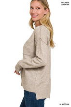 Load image into Gallery viewer, Melange Hi-Low hem Round Neck Sweater
