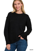 Load image into Gallery viewer, Melange Hi-Low hem Round Neck Sweater