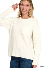 Load image into Gallery viewer, Melange Hi-Low hem Round Neck Sweater