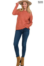Load image into Gallery viewer, Melange Hi-Low hem Round Neck Sweater