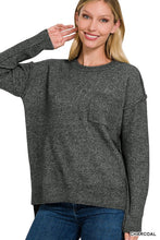 Load image into Gallery viewer, Melange Hi-Low hem Round Neck Sweater