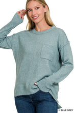 Load image into Gallery viewer, Melange Hi-Low hem Round Neck Sweater