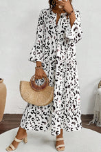 Load image into Gallery viewer, White Leopard Print Notch V Neck Loose Fit Maxi Dress