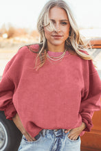 Load image into Gallery viewer, Strawberry Pink Ribbed Corduroy Oversized Sweatshirt