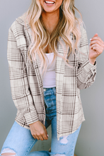 Load image into Gallery viewer, Khaki Plaid Removable Hood Buttoned Shacket