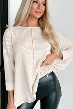 Load image into Gallery viewer, Apricot Waffle Knit Splits Batwing Sleeve Oversized Top