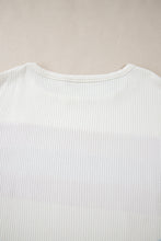 Load image into Gallery viewer, White Corded Exposed Seam Knit Patchwork Drop Sleeve Top