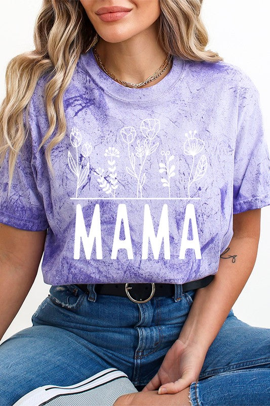 Mother's Day Mama Floral Top Color Burst Tee