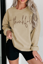 Load image into Gallery viewer, Parchment thankful Embroidered Drop Shoulder Pullover Sweatshirt