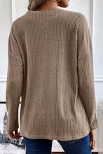 Load image into Gallery viewer, Pale Khaki Rib Textured Henley Knit Top