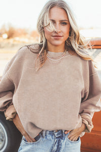 Apricot Ribbed Corduroy Oversized Sweatshirt