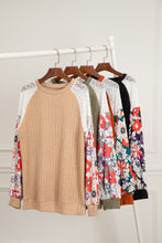 Load image into Gallery viewer, Cinnamon Floral Patchwork Long Sleeve Ribbed Blouse