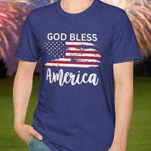 Load image into Gallery viewer, Patriotic Unisex Softstyle T-Shirt | USA Flag Tee | Independence Day, Memorial Day, Gift for Veterans, Casual Wear, Summer Style