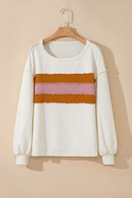 Load image into Gallery viewer, White Corded Exposed Seam Knit Patchwork Drop Sleeve Top