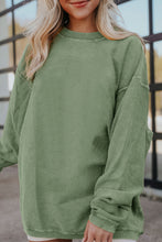 Load image into Gallery viewer, Grass Green Ribbed Corduroy Oversized Sweatshirt