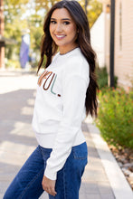 Load image into Gallery viewer, White Thankful Ivory Embroidered Sweater